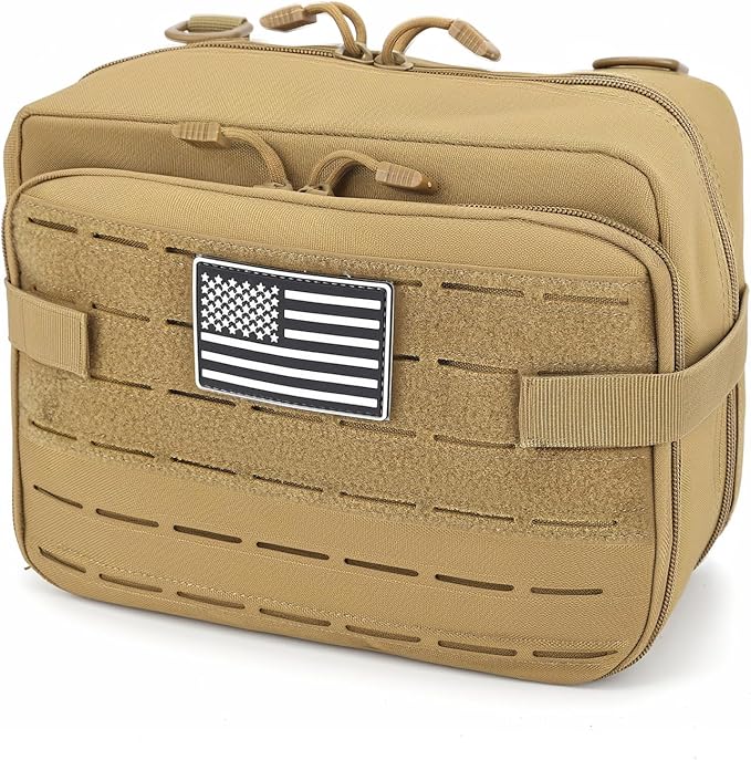 Tactical Pouch Large: EDC Gear Accessories Organizer With MOLLE System, Expandable Medical Pocket and U.S.A Patch