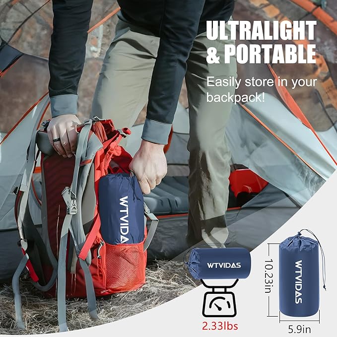 Oversized Camping Sleeping Pad,4.2" Thick Ultralight Camping Sleeping Mats for Adults,Camping Mattress with Pillow & Built-in Pump for Tent,Backpacking,Travel