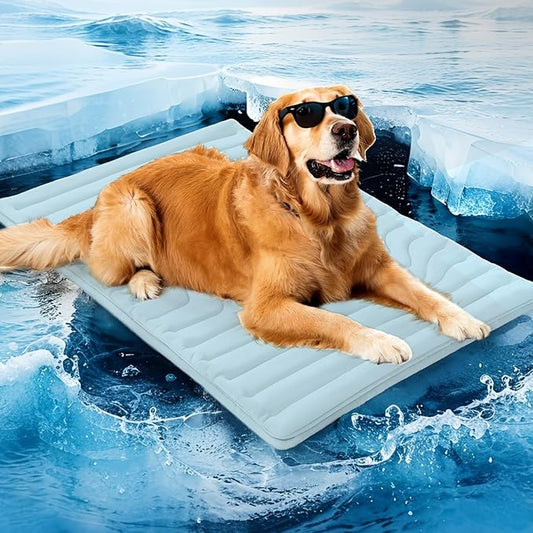 ZonLi Dog Cooling Mat, 48" x 28"Large, Reversible Cooling Pad for Dogs & Cats (Cool & Warm), Durable & Machine Washable, Pet Mat for Crate, Kennel, Bed, Sofa, Polar Blue