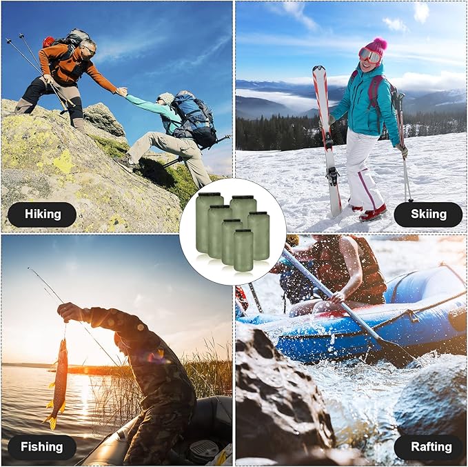 Shappy 6 Pcs Waterproof Dry Bag Set 6 Size Lightweight Sack and Long Adjustable Shoulder Strap 20/15/10/8/5/3l Outdoor Keep Gear Stuff Sack for Backpacking Boating Hiking Camping