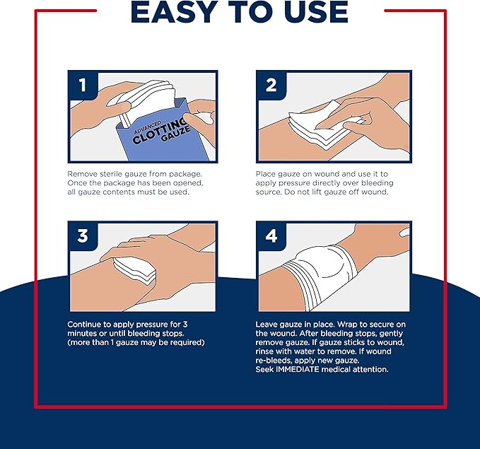 Adventure Medical Kits QuikClot Gauze - for Emergency Survival Kit, Doomsday Prepping Supplies & More - Stops Bleeding Fast with Kaolin - Flexible Hemostatic Medical Gauze - 3" x 24"