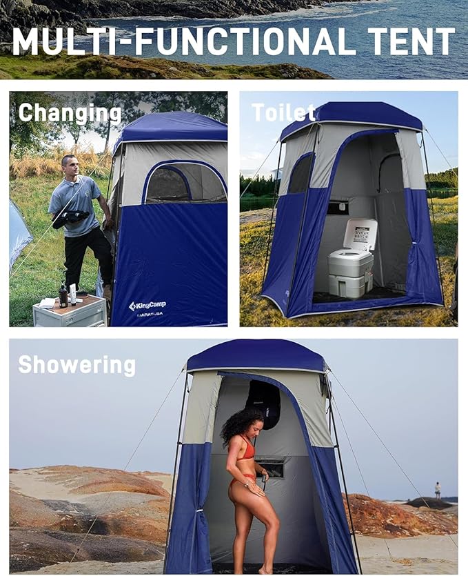 KingCamp Shower Tent, Portable Privacy Tent Outdoor Camping 1/2 Room Toilet Tents with Shower Bag & Dressing Room for Travel Beach Tailgate