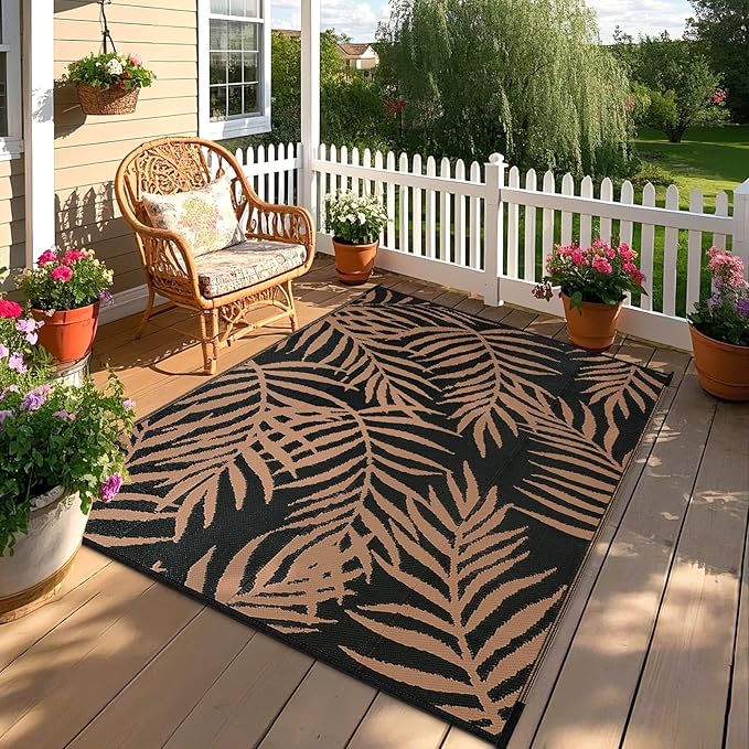 Outdoor Rugs Patio Camping Waterproof - 5x8 Plastic Straw Patio Rug Portable for Campers, Outside RVs Mat, Outdoor Area Carpet for Patios Clearance, Backyard Porch, Balcony, Picnic