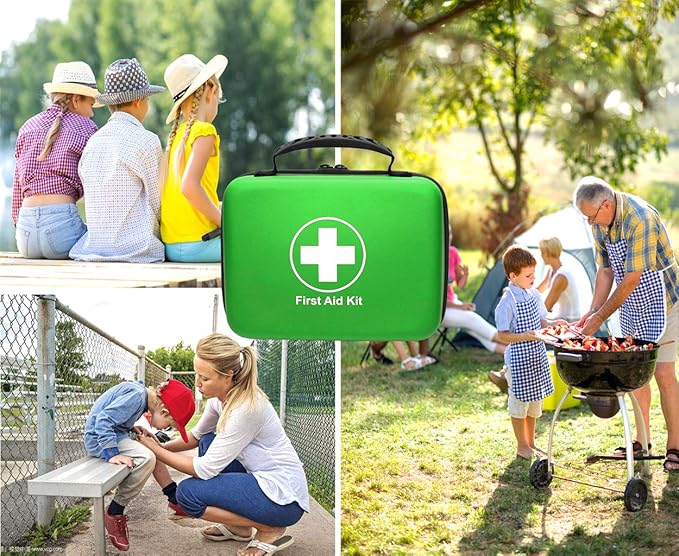 SHBC Waterproof First Aid Kit (228pcs) with All Basic or Advanced Supplies You Need. Suitable for Emergencies at Home or Outside, Travel, Home, Camping, Green