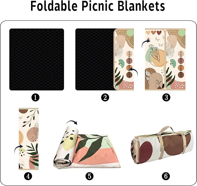 Extra Large Picnic Blankets Waterproof Foldable (60 "x 80") Beach Blanket Waterproof Sandproof,3-Layer Thicking Mat Outdoor Packable Camping Blanket
