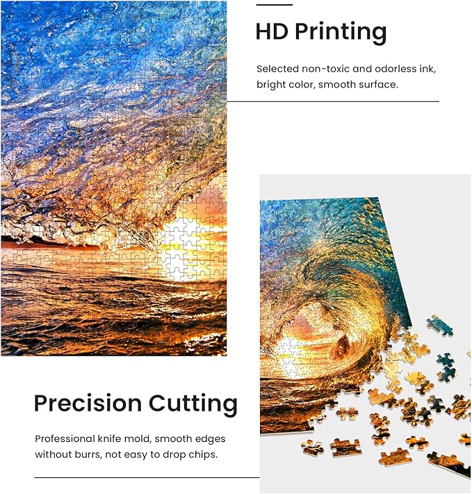 Puzzles for Adults 1000 Piece,Hawaii Sunset Beach Wooden Jigsaw Puzzle Art,DIY Leisure Game Fun Toy Gift Suitable Family Friends