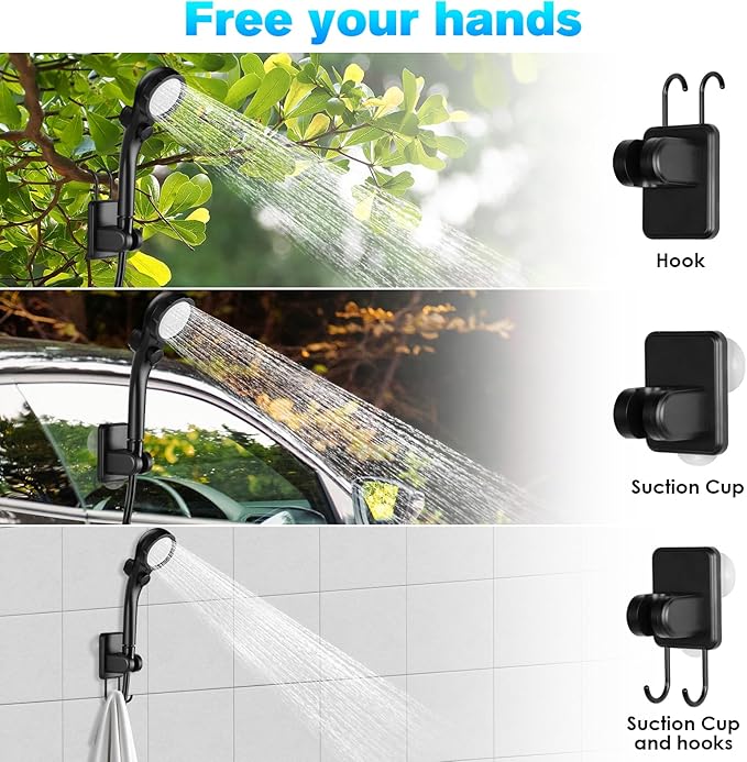 Portable Shower, Portable Shower for Camping with 5 Gallon Collapsible Bucket, 6000mAH Camping Shower with Smart LED Display, Multiple Spray Patterns for Outdoor Camping, Hiking, Pet Bathing