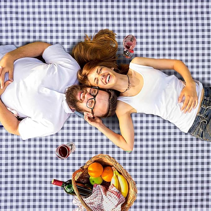 Picnic Beach Blanket Extra Large, XL Sandproof Waterproof Outdoor Camping Blankets 80x60in, Sand Free Oversized Mat, Quick Drying Portable Mats for Travel, Hiking, Music Festival, Lawn-Dark Blue