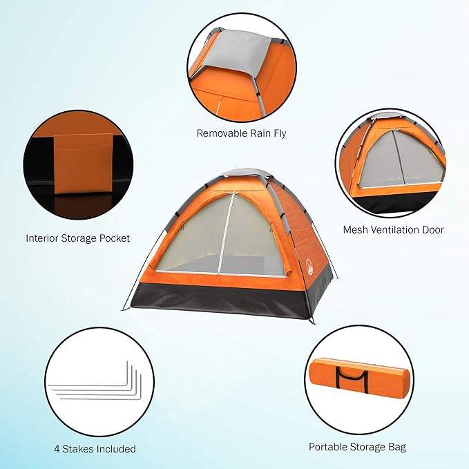 2 Person Camping Tent with Rain Fly and Carrying Bag - Lightweight Outdoor Tent for Backpacking