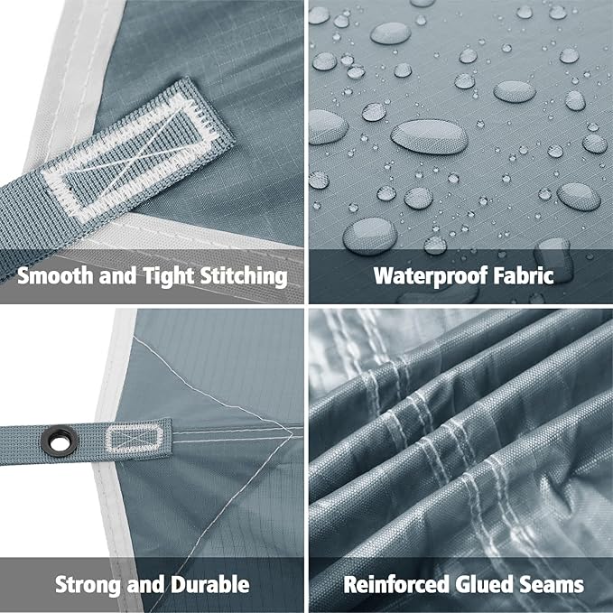 FREE SOLDIER Waterproof Portable Tarp, 10x10.5ft, Blue Gray, Camping, Backpacking, Hiking, Fishing, Hunting
