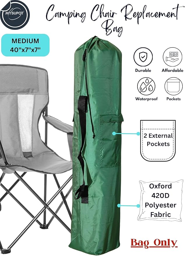 Replacement Bag for Folding Camping Chair, Portable Camp Chair, Hammock, Yoga Mat, Umbrella, Tents, Tripods, Fishing Poles - 420D Oxford Polyester Fabric