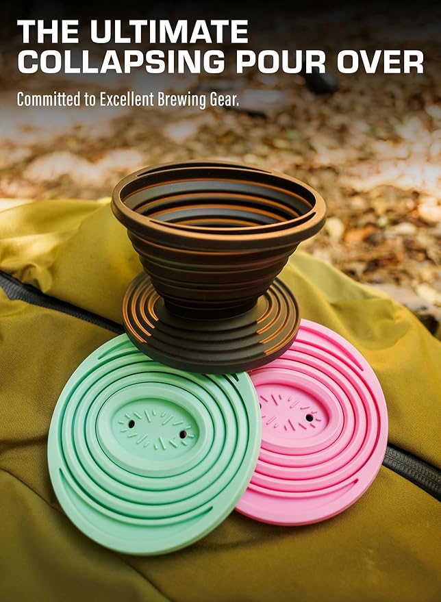 COLETTI Sierra Pour Over Coffee Dripper — Collapsible Pour Over Coffee Dripper — Includes Pack of Paper Filters [Teal, Pack of 1]