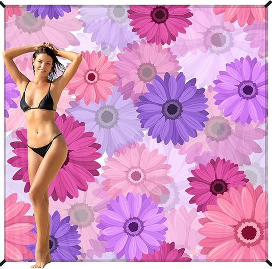 BYDOLL Beach Blanket Waterproof Sandproof 78''×81'' 1-7 Adults Oversized Lightweight Large Picnic Mat Waterproof Sandproof Blanket for Beach