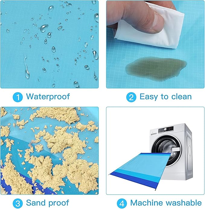 BYDOLL Beach Blanket 78''X81'' 4-7 Adults Oversized Lightweight Waterproof Sandproof Blanket for Beach Large Picnic Mat Travel Camping