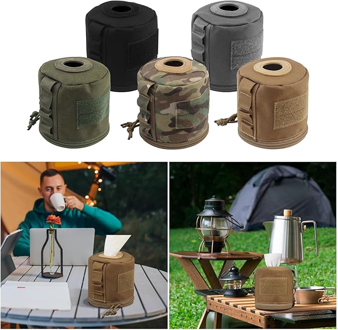 AOUTACC Tactical Roll Paper Storage Bag,Toilet Roll Paper Storage Holder with Molle Mounting Strap,Tissue Cover Organizer for Outdoor Camping,Hiking,Tactical Game-Brown