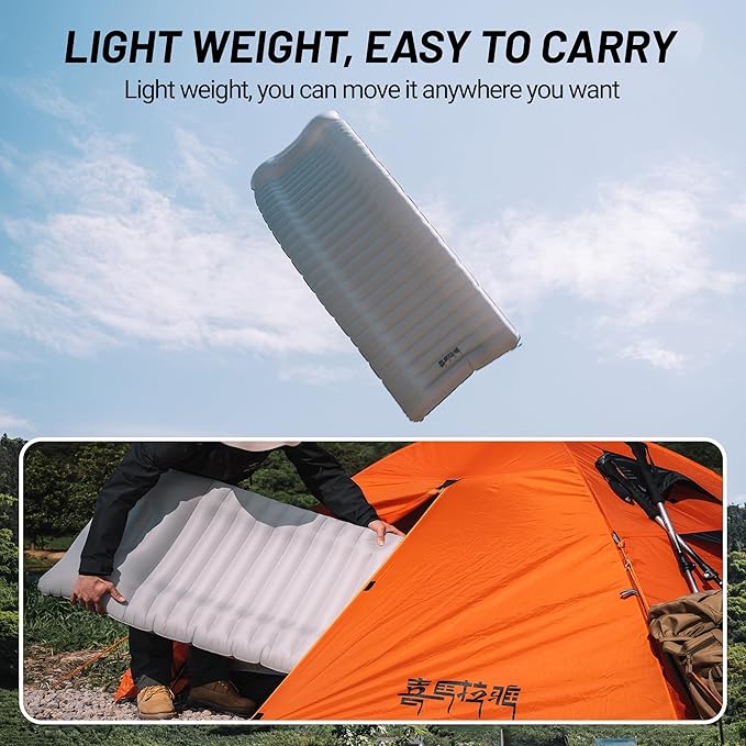 Himalaya Backpacking Sleeping Pad with Pillow Inflatable Sleeping Pad for Camping with 4-Layer Design - 3.3 R Value - Thick 3.9" -20D Nylon+TPU Reversible Sleeping Pad Lightweight Waterproof