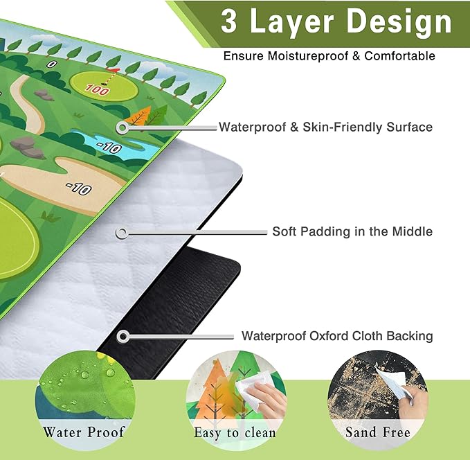 Extra Large Picnic Blankets Waterproof Foldable (80"x 80") Boho Beach Blanket Waterproof Sandproof,3-Layer Thicking Mat Outdoor Packable Camping Blanket