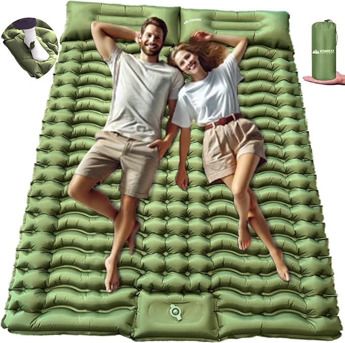 IFORREST Self-Inflating Double Sleeping Pad - Fast 60s Foot Pump 2 Person Ultralight Air Mattress - Ideal for Camping, Hiking and Backpacking