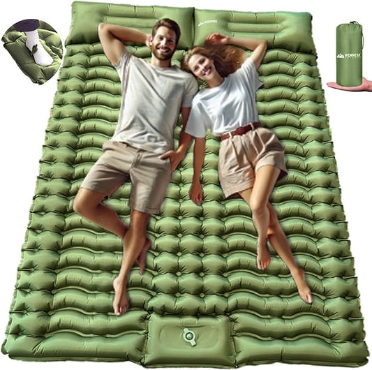 IFORREST Self-Inflating Double Sleeping Pad - Fast 60s Foot Pump 2 Person Ultralight Air Mattress - Ideal for Camping, Hiking and Backpacking