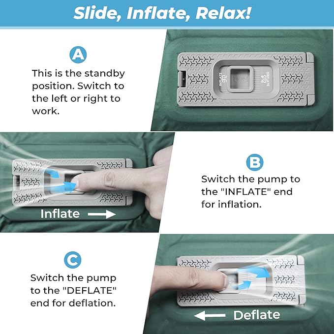 Self Inflating Sleeping Pad with Electric Air Pump, 3.15" Thick Foam Camping Mattress for Superior Comfort & Support, 9.5 R-Value Insulated Sleeping Mat, 4-Season Camping Pad for Tent, Cot (Green)