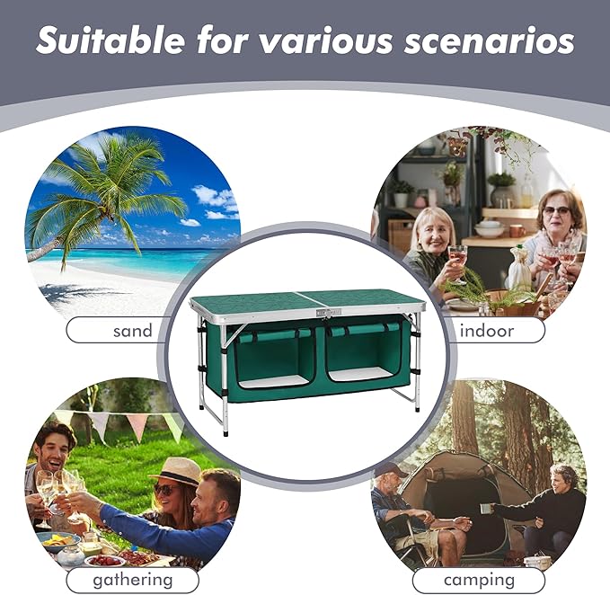 Camping Folding Aluminum Table with Adjustable Legs for Outdoor Travel Beach, Backyards, BBQ, Party and Picnic Foldable Table