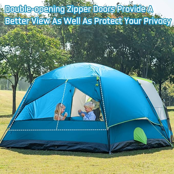 6/8 Person Large Waterproof Family Tents for Camping, Screened Camping Tent with Screen Porch, Bug-Free Relaxation & Easy Setup, Includes Rainfly & Carry Bag