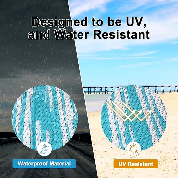 HEBE Outdoor Rug 8'x10' Waterproof for Patios Clearance, Reversible Plastic Straw Rug Camping Carpet, Indoor Outdoor Area Rugs Patio Mats for RV,Picnic,Backyard,Deck,Balcony,Porch