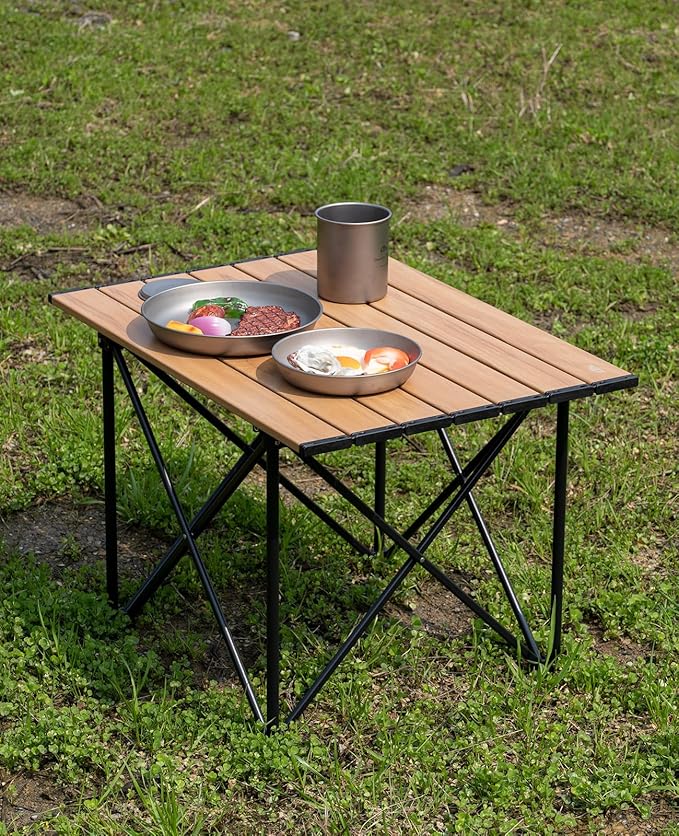iClimb Ultralight Compact Camping Folding Table with Carry Bag (Reinforced Black - L)