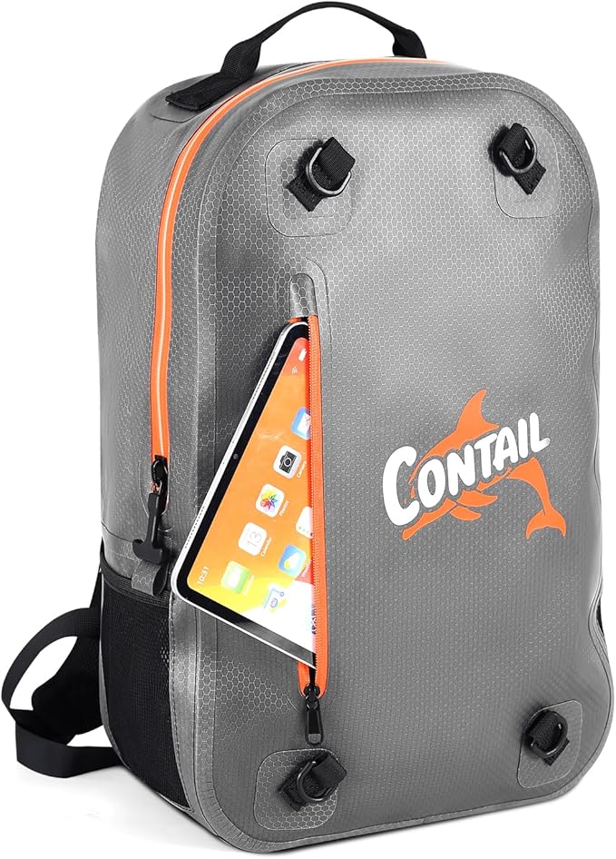 CONTAIL 25L IPX7 Submersible Dry Bag Backpack,Waterproof Travel Laptop Bag with Airtight Zippers for Boat,Fishing,Kayak