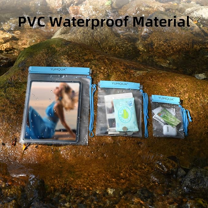 Clear Waterproof Bags, Water Tight Cases Pouch Dry Bags for Camera Mobile Phone Maps Pouch Kayak Military Boating Document Holder