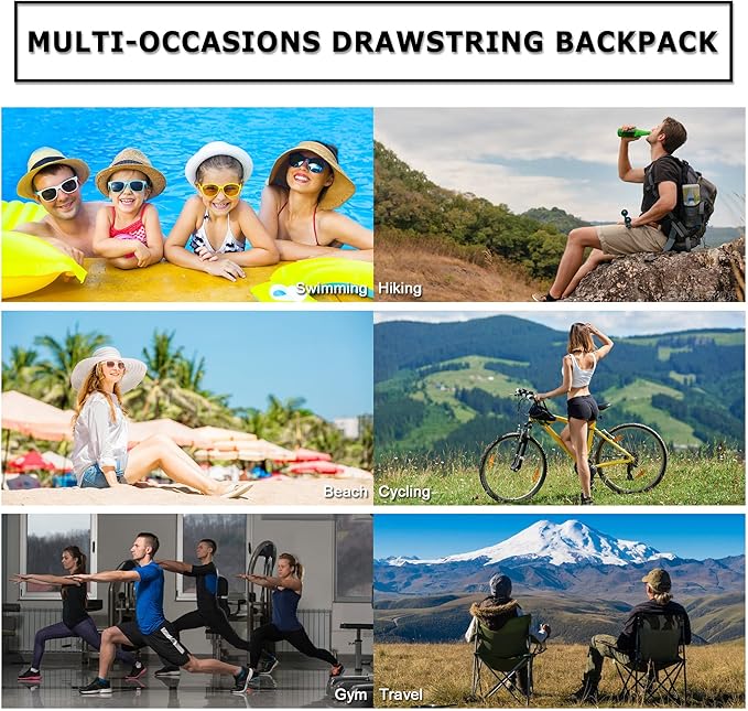 BeeGreen Drawstring Backpack for Men Women Athletic Gym Sports Workout Beach Swim …