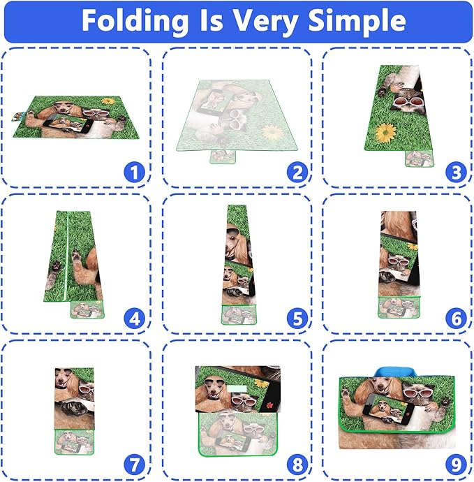Picnic Blanket, Foldable Waterproof Sand Mat, Extra Large Picnic Blanket Outdoor Picnic Mat Beach Blanket for Park Grass Camping Hiking Travel Family Concerts
