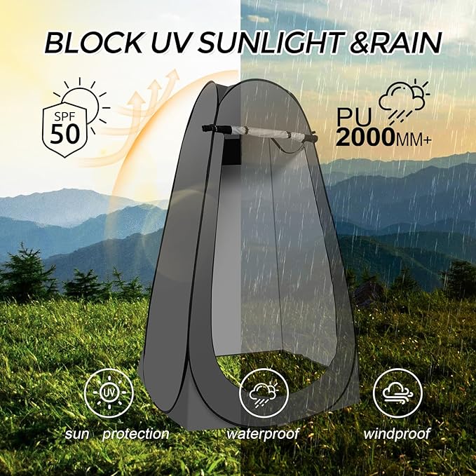 Camping Toilet Kit with Pop Up Privacy Tent, X Large Portable Folding Toilet Potty for Adults, Outdoor Camp Shower Tents,Changing Room with Carry Bag