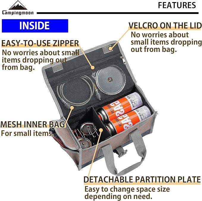 CAMPINGMOON 13.8-inch Bottom Waterproof Outdoor Camping Tent Stakes Hammer Multi-Container Storage Bag B-150C