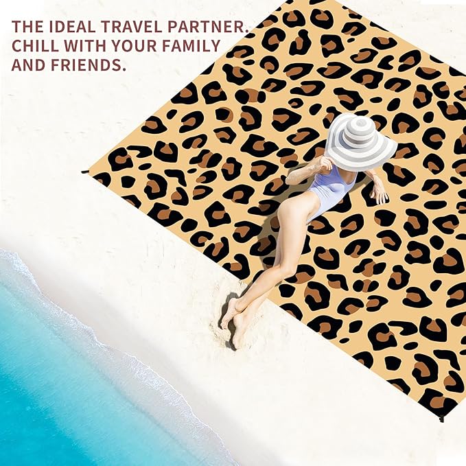 BYDOLL Beach Blanket Waterproof Sandproof 78''×110'' Suits1-7 Adults Compact Lightweight Oversized Sand-Free Blanket Large Picnic Mat for Beach Travel Camping Hiking