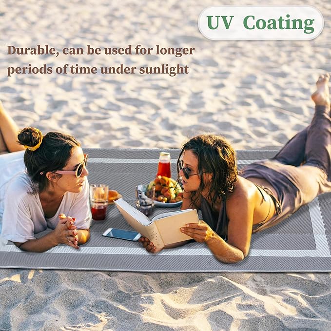 Ogrmar 6x9 FT Reversible Mats, Outdoor Rug for Patio Clearance, Waterproof Carpet, Plastic Straw Rug for Indoor Outdoor, Floor Mat&Rug for RV Porch Camping Backyard Deck Balcony Beach Trailer (Gray)