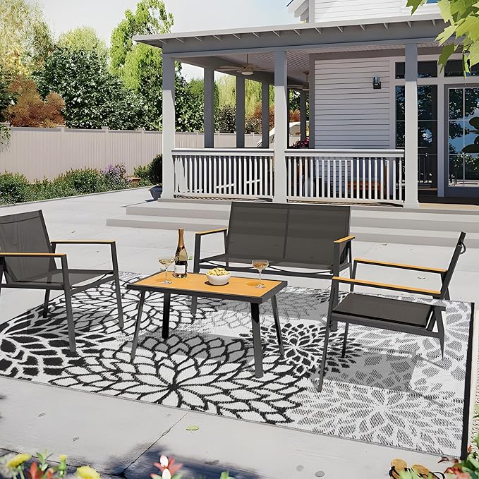 Outdoor Rug 9x12 ft Waterproof, Reversible Outdoor Plastic Straw Rug for Patios Clearance, Outdoor Area Rug Carpet RV Mat for Camping Backyard Deck Porch