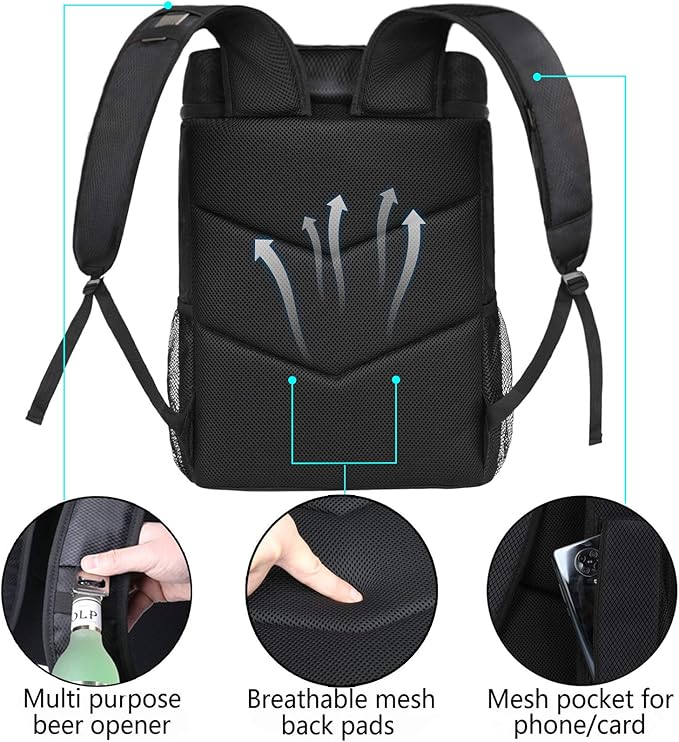 FORICH Soft Cooler Backpack Insulated Waterproof Backpack Cooler Bag Leak Proof Portable Small Cooler Backpacks to Work Lunch Travel Beach Camping Hiking Picnic Fishing Beer for Men Women