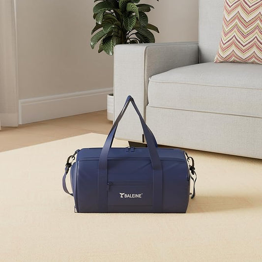 BALEINE Gym Bag for Women and Men, Small Duffel Bag for Sports, Gyms and Weekend Getaway, Waterproof Dufflebag with Shoe and Wet Clothes Compartments, Lightweight Carryon Gymbag (Blue)