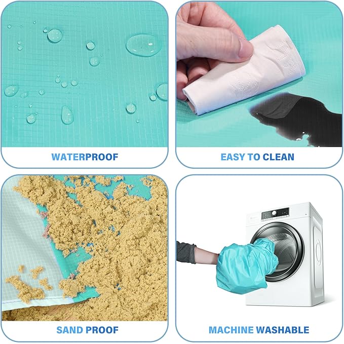 BYDOLL Beach Blanket Waterproof Sandproof 78''×81'' 1-7 Adults Oversized Lightweight Large Picnic Mat Waterproof Sandproof Blanket for Beach