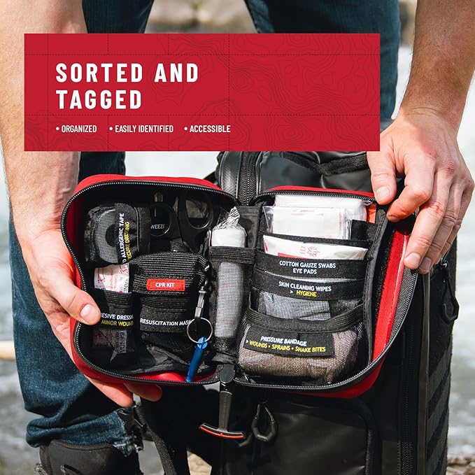 Surviveware Waterproof Premium Survival First Aid Kit - Survival Emergency Preparedness for Travel Camping Gear, Survival Kit and Outdoor Emergencies - HSA & FSA Eligible Survival Kit