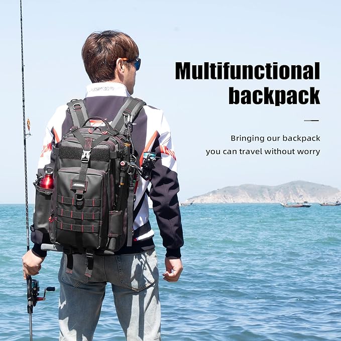 BLISSWILL Fishing Backpack - Waterproof with Rod Holder, Ideal Fishing Gear and Gifts for Men