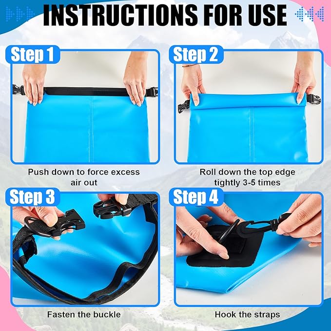 Aliceset 2 Pcs Waterproof Dry Bag 20L/10L Floating Dry Backpack Bags for Travel Pack Waterproof Backpack for Kayaking Rafting Boating Swimming Hiking Fishing(20 L)