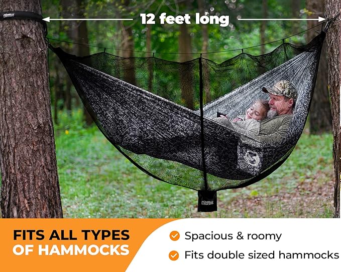 Foxelli XL Hammock Net – 12ft Net for Hammocks, Lightweight Portable Hammock Netting, Fast and Easy Set Up, Fits All Camping Hammocks