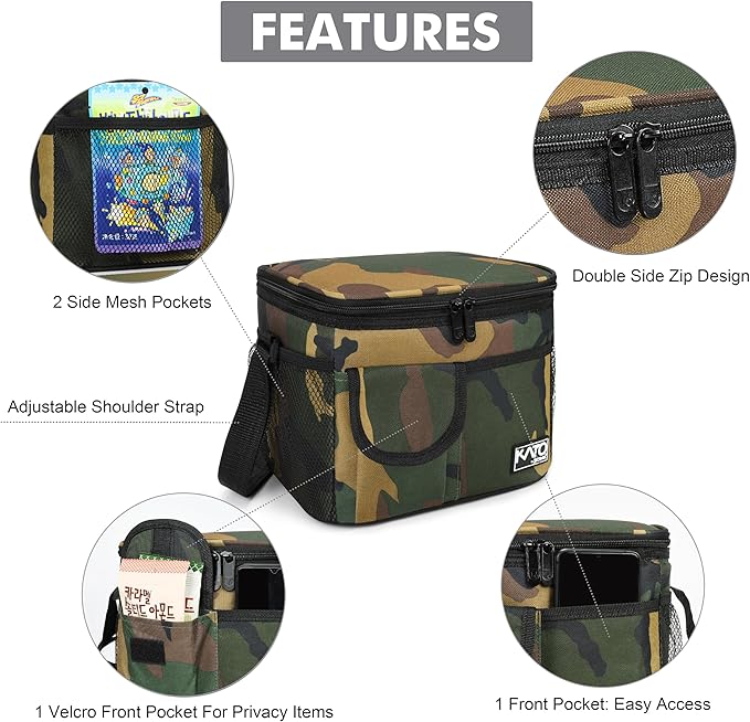 Tirrinia Insulated Lunch Box for Women Men, Leakproof Reusable Lunch Bag Containers for Adult,Working,Office,Lunch Soft Cooler Bag Tote for Picnic Hiking BeachCamo