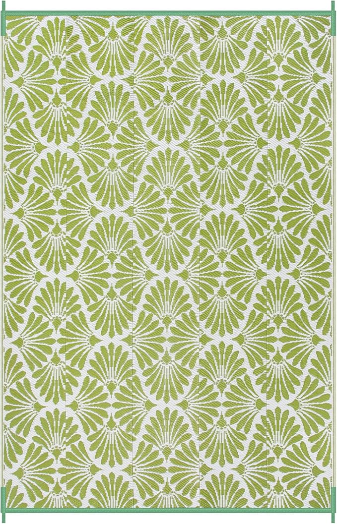 Lahome Outdoor Plastic Straw Camping Rugs, Waterproof 6x9 Outdoor Patio Rugs, Reversible Portable Outside Carpets for Beach Camping Picnic Rv, Pale Green,6'x9'