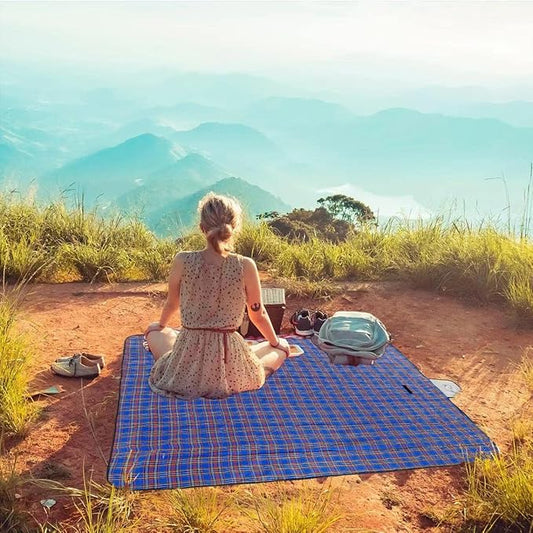 Wind Tour Family Outdoor Waterproof Durable Picnic Blankets with Carry Strap,Foldable 50×70.9 inch Sandproof Picnic Floor Mat for Kids Playground Camping Park Hiking Grass Travelling (1, Blue)