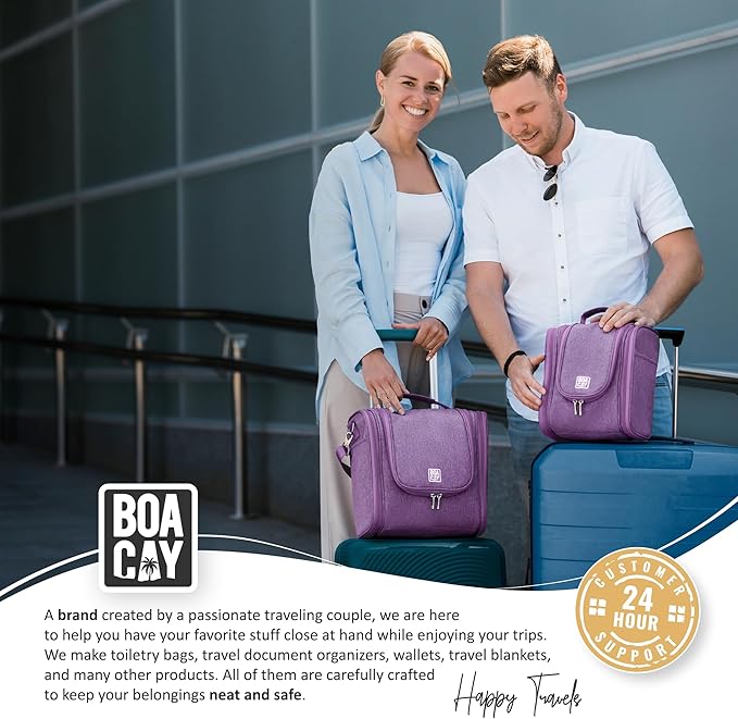 BOACAY Extra Large Hanging Travel Toiletry Bag for Women and Men, Makeup Bag, Bathroom & Shower Organizer Kit for Accessories, Cosmetics, Essentials