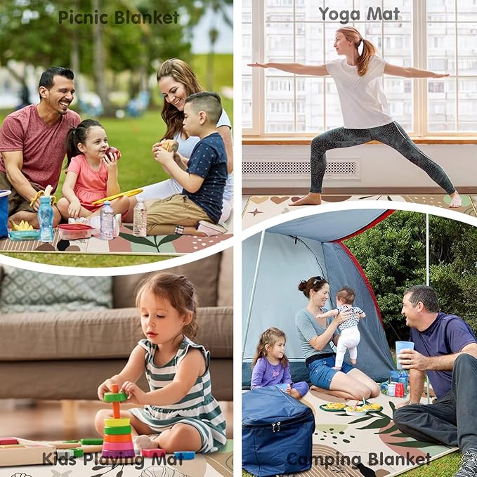 Extra Large Picnic Blankets Waterproof Foldable (80 "x 80") Beach Blanket Waterproof Sandproof,3-Layer Thicking Mat Outdoor Packable Camping Blanket