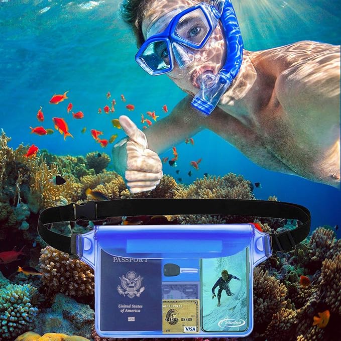 AiRunTech Waterproof Crossbody Belt Bag for Women Men,River Lake Canoe Essential Accessories Must Haves,Waterproof Pouch for Phone Passport Wallet Purse with Waist Strap